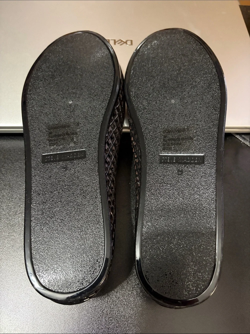 Steve Madden Black Jelly Slip-On Flats